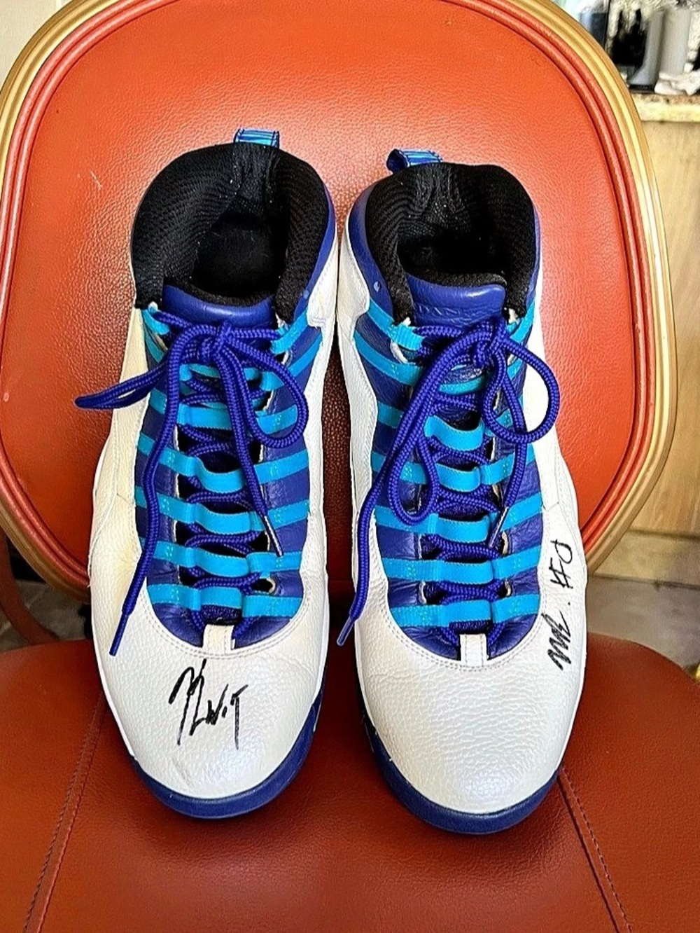 Size 13 Air Jordan 10 Retro Charlotte Hornets Dual Authographed